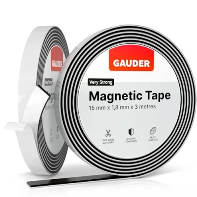Image of GAUDER Magnetic Tape Extremely Self Adhesive Strips Magnet Roll (3 m)