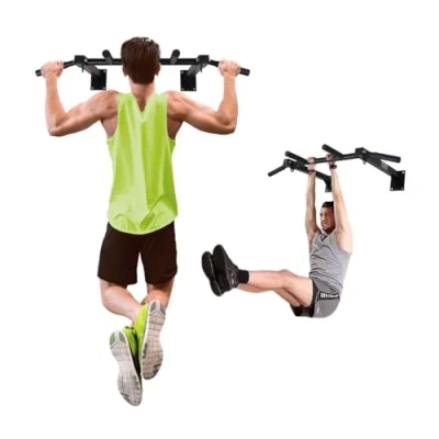Image of Mobiclinic®, Pull Up Bars Wall Mounted, Home Gym, Body Workout Bar, Non slip Foam Grips, Chin K3, Max. 250 kg, 90x45x13 cm, Push ups and Sit Ups, Steel, Anchor Kit