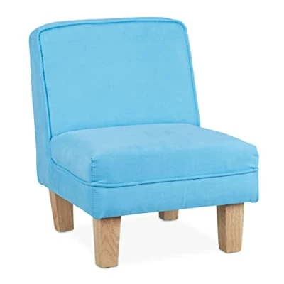 Image of Children&#039;s Armchair, Mini Chair for Room, Sofa, with Wooden Feet, hwd: 60x45x52cm, Blue Relaxdays