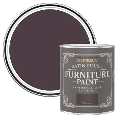 Image of Rust Oleum Dark Purple Furniture Paint in Satin Finish Mulberry Street 750ml