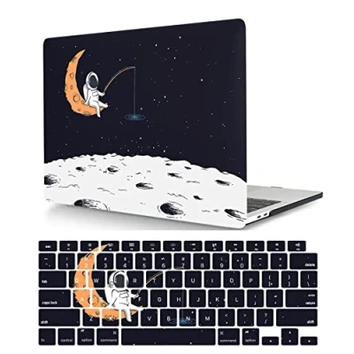 Image of Laptop Case Compatible with New MacBook Pro 15 Inch 2019 2018 2017 2016 Release A1990 A1707 Touch Bar and ID, Plastic Hard Shell Cover &amp; Keyboard Moon astronaut