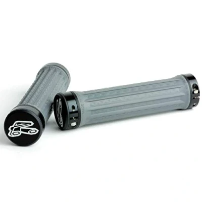Image of Renthal Traction Lock On Grips Med Grey, Medium Compound/Mountain Bike MTB Locking Handlebar Part Comfort Handle Bar Trail Enduro Downhill Off Road Riding Cycle Accessories Cycling Component Pair