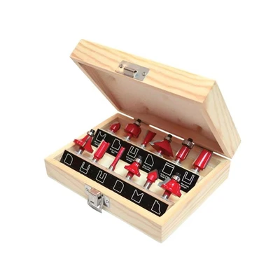 Image of Faithfull FAIRBS12 1/4 Inch TC Router Bit Set of 12 with Storage Case Shank, Red