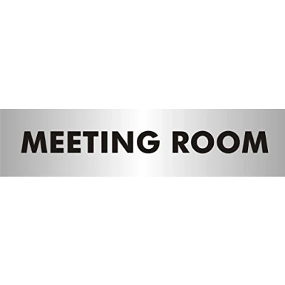 Image of Seco Meeting Room Sign, 190mm x 45mm 2mm Brushed Aluminium Effect Acrylic,greywhiteblack