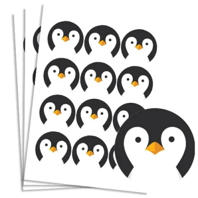 Image of Christmas Penguin Round Stickers 60mm Sheet of 12