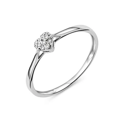 Image of Miore heart ring 9 karat 375 white gold with brilliant cut diamonds 0.04 ct