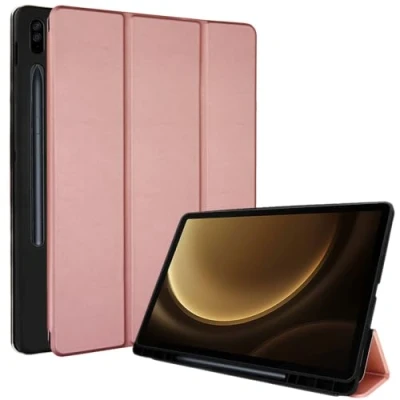 Image of TECHGEAR Smart Case for Samsung Galaxy Tab S9 FE Plus (S9 FE+) 12.4&quot; 2023 (SM X610 / SM X616) PU Leather Slim Stand Cover, Corner Protection [Auto Wake/Sleep] Soft TPU Holder Rose Gold