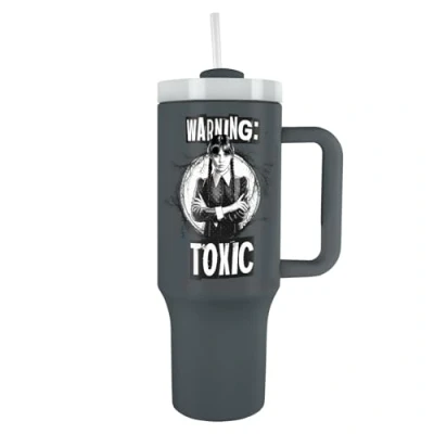 Image of Pyramid International Wednesday Addams 40oz/1200ML Tumbler with Straw and Lid, Advanced Double Wall Vacuum Insulation, Keeps Cold Up to 11 Hours, Hot 7 BPA Free, Spooky Style You&#039;ll Love