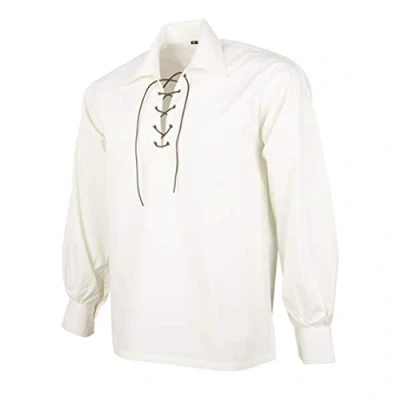 Image of DSS KILT SCOTTISH JACOBITE/JACOBEAN/GHILLIE SHIRT White XL