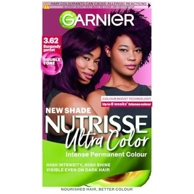 Image of Garnier Nutrisse Permanent Hair Dye, Natural looking, colour result, For All Types, 3.62 Burgundy Garnet