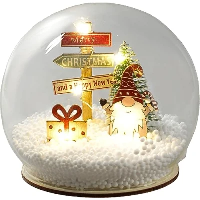 Image of St Helens Home &amp; Garden Xmas Haus Festive Light Up LED Christmas Snow Globe with Gonk Village Battery Operated