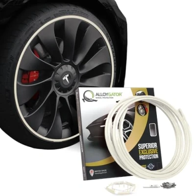Image of AlloyGator White Alloy Wheel Protectors For Upto 24&quot; Wheels Fits All Cars Tesla Compatible Durable Rim Guards 15 Colours Available