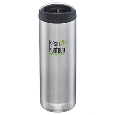 Image of Klean Kanteen TK Wide Kanteens Vacuum Insulated 2019 (16oz (473ml), Brushed Stainless (Cafe Cap))