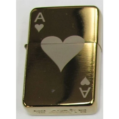Image of Lucy G Gold Ace Of Hearts 298 Personjalised Engraved Star Petrol Lighter In Gift Tin