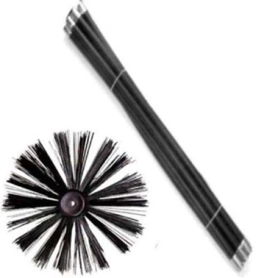 Image of New Chimney Flue Cleaning RODS X 10 920MM &amp; 400MM Sweep Brush Sweeping Set KIT 9M Long EQUIP247UK