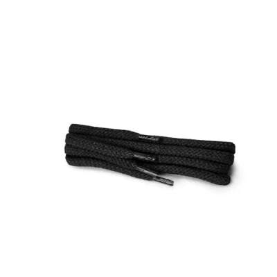 Image of Kaps Round Laces, quality durable 100% cotton shoe laces for casual footwear, made in Europe, 1 pair, many colours and lengths (100 cm 39 inch 5 to 7 eyelet pairs / 91 black)