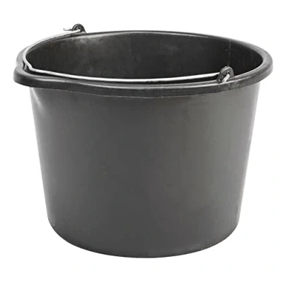 Image of Black Building Bucket Strong Mixing Mortar Container Tub Very Robust Plasterers Caste LEPD Material Reinforced Bottom. (20 Litres)