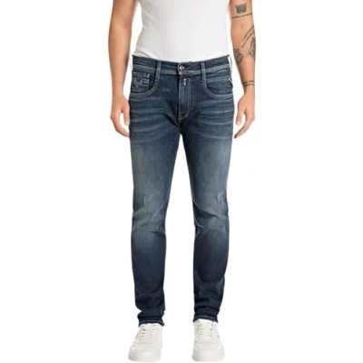 Image of REPLAY Adult M914 Anbass Hyperflex Jeans, Dark Blue 007 5, 30W / 32L