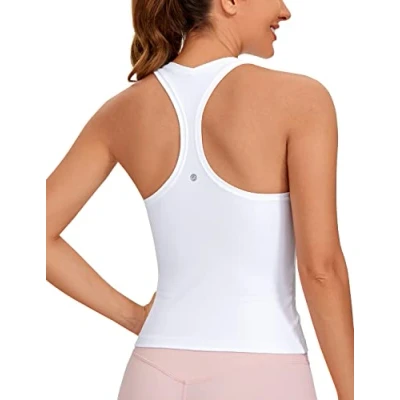 Image of CRZ Yoga Butterluxe Racerback Gym Vest Top for Women Sleeveless Sport Tank Tops Summer Fitness Shirts Comfort Camisole White 8
