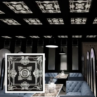 Image of Ceiling Tiles Peel and Stick,Decorative Distressed Tin Tiles,Easy Drop in Installation,PL29 Traditonal Silver,10Piece