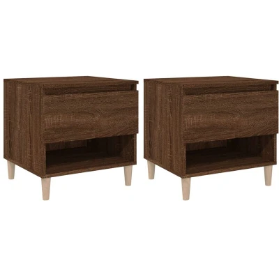 Image of vidaXL Bedside Tables 2 pcs Brown Oak 50x46x50 Engineered Wood