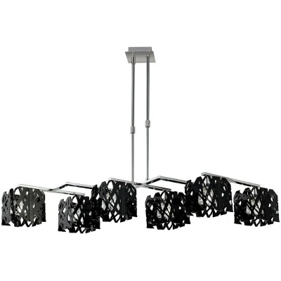 Image of Tokio Rectangular Telescopic 6 Light G9 Line, Gloss Black/Polished Chrome