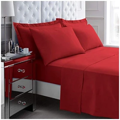 Image of Gaveno Cavalia Soft and Luxurious 200 Thread Count Egyptian Cotton FITTED Sheet Red Super King