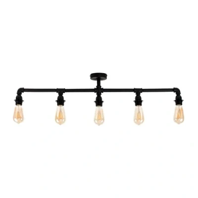Image of MiniSun Industrial Steampunk Style 5 Way Satin Black Pipework Bar Ceiling Light
