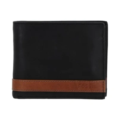 Image of Fossil Wallet for Men Quinn, 100% Leather Bifold black 11.4 cm L x 2.5 W 9.5 H ML3653001