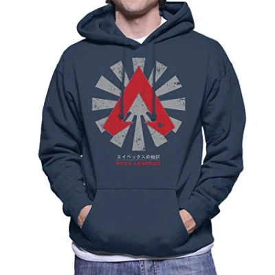 Image of Cloud City 7 Apex Legends Retro Japanese Men&#039;s Hooded Sweatshirt Navy Blue