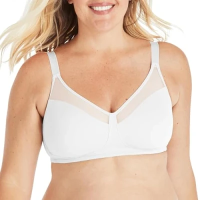 Image of Playtex Women&#039;s 18 Hour Smoothing Minimizer Wirefree Bra Us4697, Opaque, White, 38 E