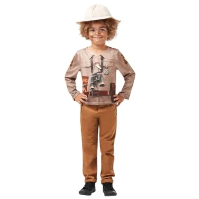 Image of Rubie&#039;s 640787S000 Generic Official Dino Explorer Costume Kit, Safari Jungle Zoo Keeper, Childrens Fancy Dress Size Small 3 4years, Unisex Child, Multicolor, S