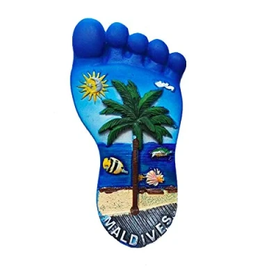 Image of Wedare 3D Refrigerator Magnet,Maldives Souvenirs,Foot Shaped Hand Made Fridge Magnet,Creative Home and Kitchen Decoration Magnetic Sticker
