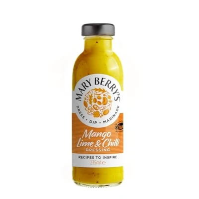 Image of Mary Berry&#039;s Mango, Lime &amp; Chilli Dressing Sweet Mango Dash of Subtle Hint Suitable for Vegans Vegetarians 235 ml Bottle