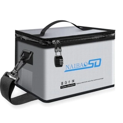 Image of NAIBAOSD Fireproof Explosionproof Lipo Safe Bag for Battery Storage and Charging, Large Capacity Fire Water Resistant Guard with Double Metal Zipper (11 x 8 6 in)