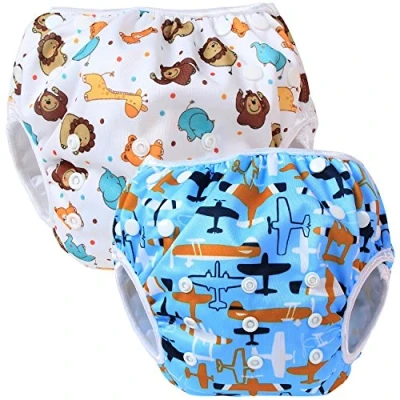Image of Teamoy 2 baby swimming trunks, comfortable, washable and adjustable, ideal for lessons or holidays Aircraft+ Fat Smile