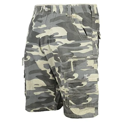 Image of KAM Big Mens Charcoal Camo Pulau Cotton Cargo Shorts Combat for Sizes 42 44 46 48 50 52 54 56 58 60, Size : 60&quot;_Waist