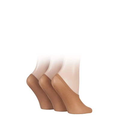 Image of 3 Pair Hazelnut Soft Sheen Shoe Liner Socks Ladies 4 8 SOCKSHOP
