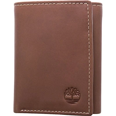 Image of Timberland Men&#039;s Leather Trifold With Id Window Tri Fold Wallet, Brown (Hunter), One Size UK