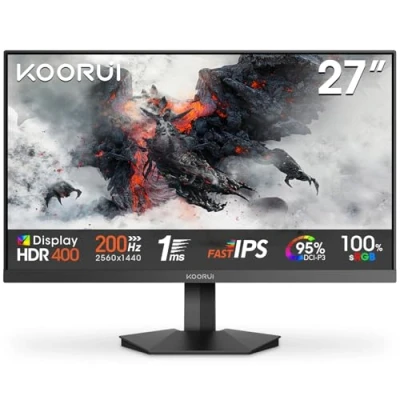 Image of KOORUI G2721P 27 Inch Gaming Monitor,200Hz, Fast IPS, QHD 1440P, 1ms, HDR 400, Adaptive Sync, VESA Mountable, HDMI/DP, Low Blue Light, 99% SRGB