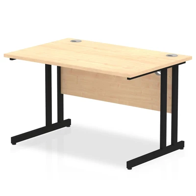Image of Impulse 1200 x 800mm Straight Desk Maple Top Black Cantilever Leg