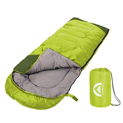 Image of SWTMERRY Sleeping Bag 3 Seasons (Summer, Spring, Fall) Warm &amp; Cool Weather Lightweight,Waterproof Indoor Outdoor Use for Kids, Teens Adults Camping Hiking, Backpacking and Survival (Green)