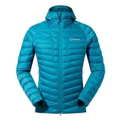 Image of Berghaus Men&#039;s Tephra Stretch Reflect 2.0 Hooded Down Jacket Extra Warmth Polartec, Jungle Jewel, 2XL