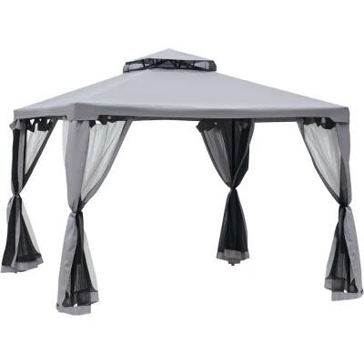 Image of Outsunny 3 X (M) Metal Gazebo Outdoor 2 tier Roof Marquee Party Tent with Netting84C 133GY