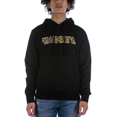Image of Diesel Mens For Successful Living Arm Logo Black Zip Up Hoodie Cotton Size 2XL