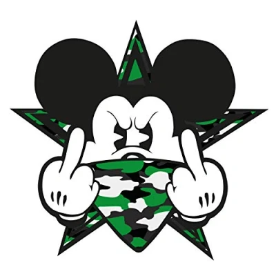 Image of Finest Folia Pack of 2 Gangster Mouse Sticker Car Finger Middle for Tank Cap Rear Window Laptop Fridge R109 (No. 3 Green)
