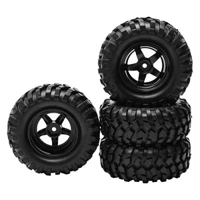 Image of RC 1:10 Buggy Rubber Tires 5 Spoke Wheel Rim for HSP 1/10 Off Road Pack of 4