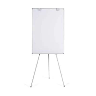 Image of BoardsPlus Flipchart Easel, Grey Tripod and Aluminium Frame, Magnetic Whiteboard with Adjustable Height, 70 x 100 180 cm