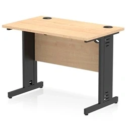 Image of Impulse 1000x600mm Straight Desk Maple Top Black Cable Managed Leg