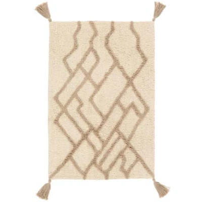 Image of RugVista Riviera bath mat,(36&quot; x 24&quot;) 90 60 cm Rectangular, Short pile, Modern mat, Machine washable up to 30C, 100% Cotton, Natural/Beige,